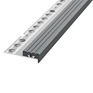 Профиль для плитки алюминиевый для ступеней ЛУКА, 2700 х 16 х 52 мм, серый