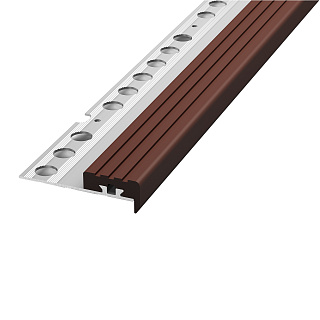 Профиль для плитки алюминиевый для ступеней ЛУКА, 2700 х 16 х 52 мм, темно-коричневый