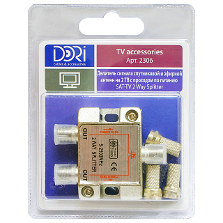 Антенный делитель Dori 1 TV – 2 TV с защитой кабеля