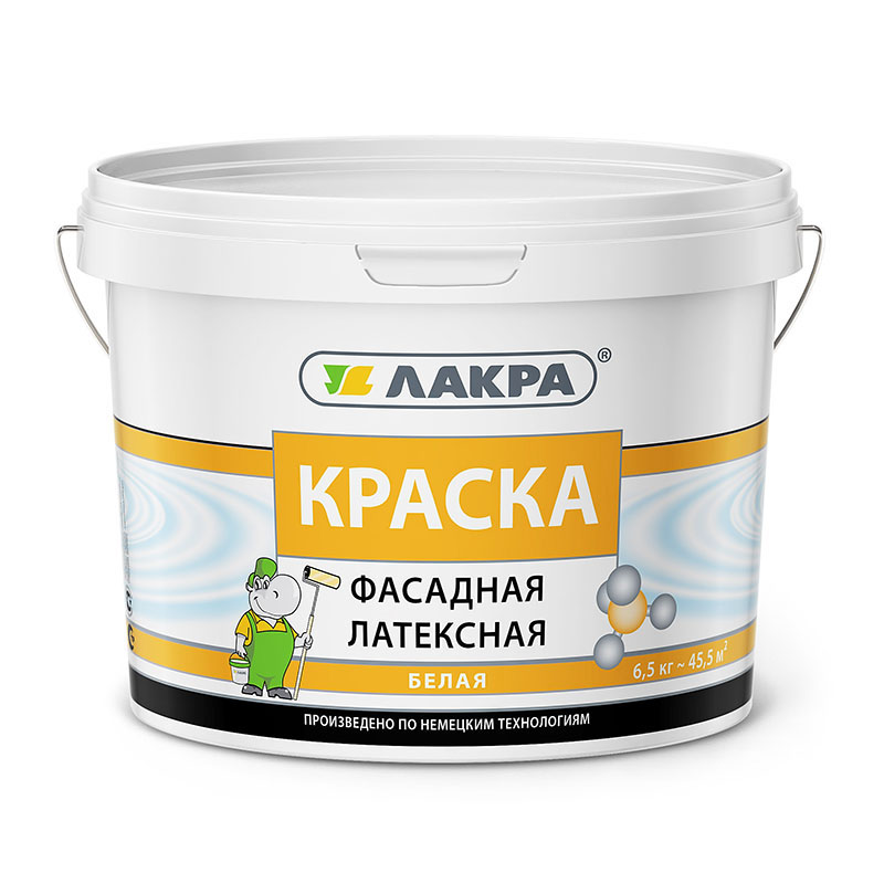 Краска фасадная латексная Лакра, белая, 3 кг купите по низкой цене в ...