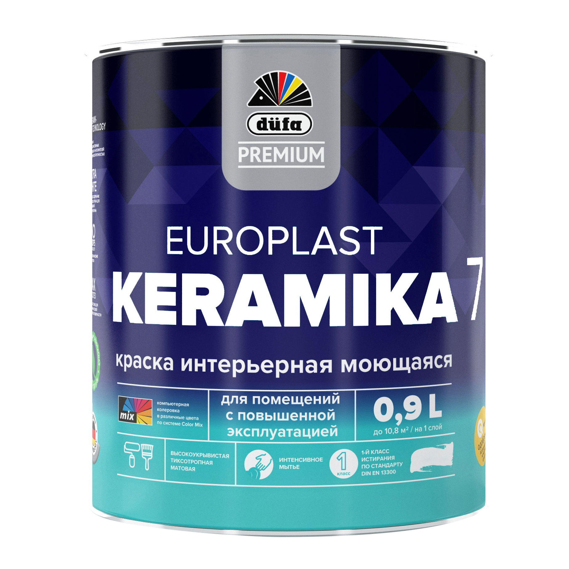 Краска интерьерная Europlast Keramik Matt 0,9л белая (база 1) Dufa Premium