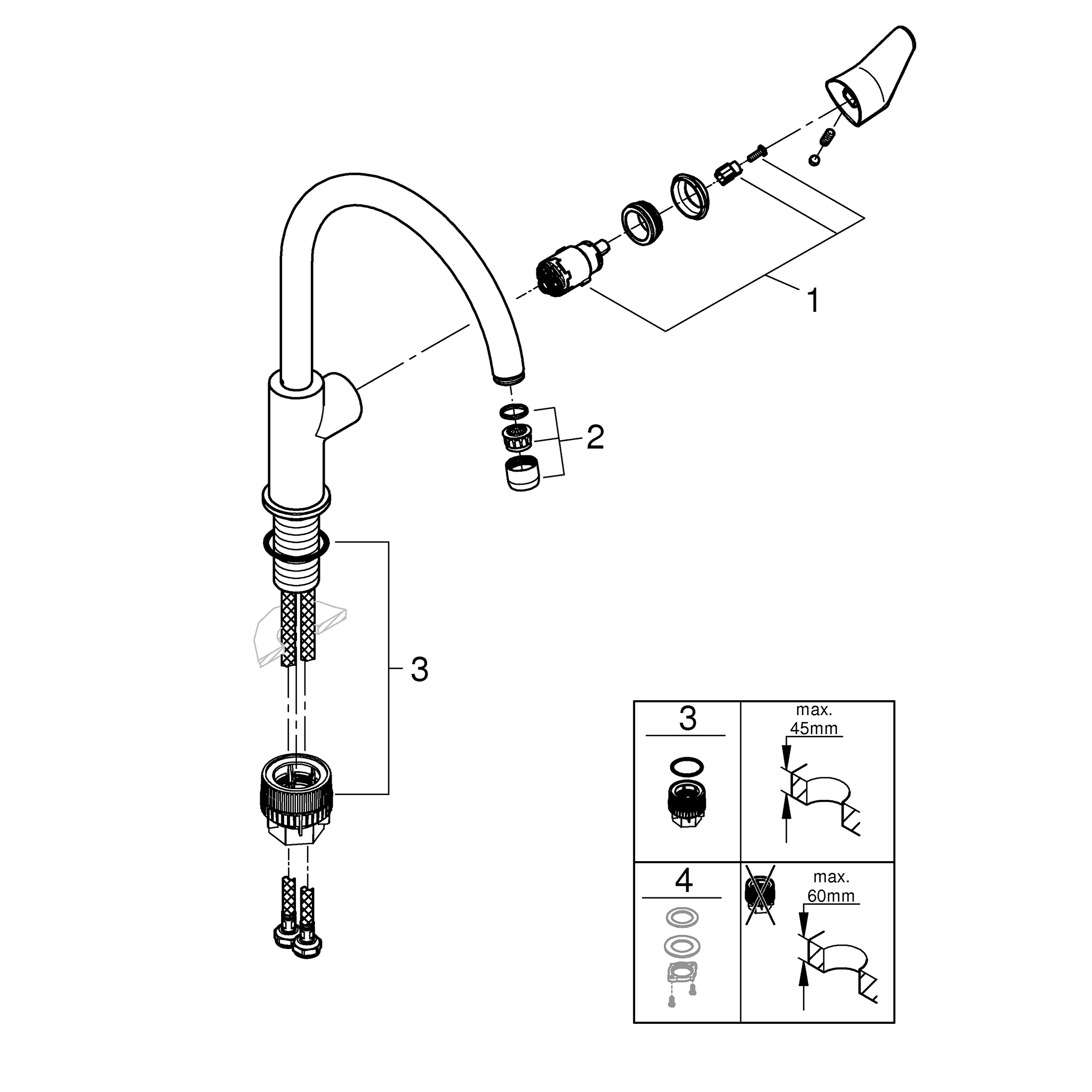 Разобрать кран grohe для кухни