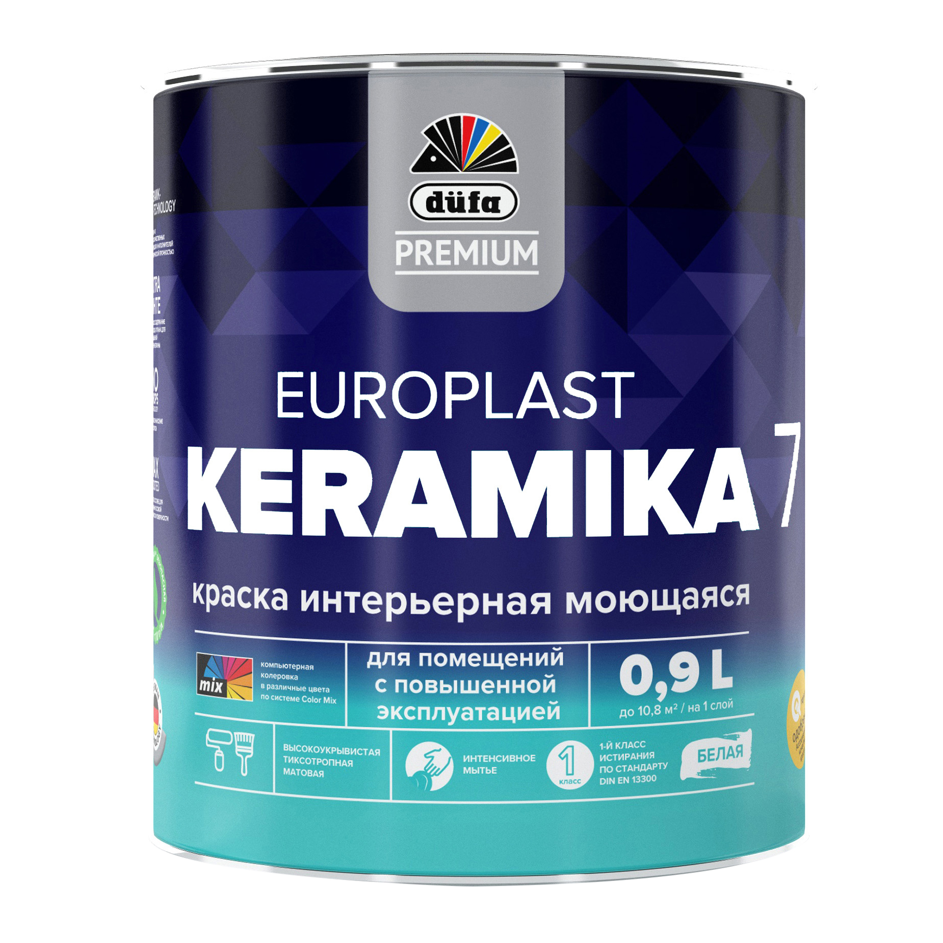 Краска интерьерная Europlast Keramik Matt 0,9л белая (база 1) Dufa Premium