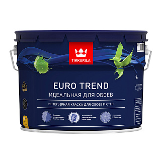 Краска для обоев и стен Tikkurila Euro Trend, белая, 9 л